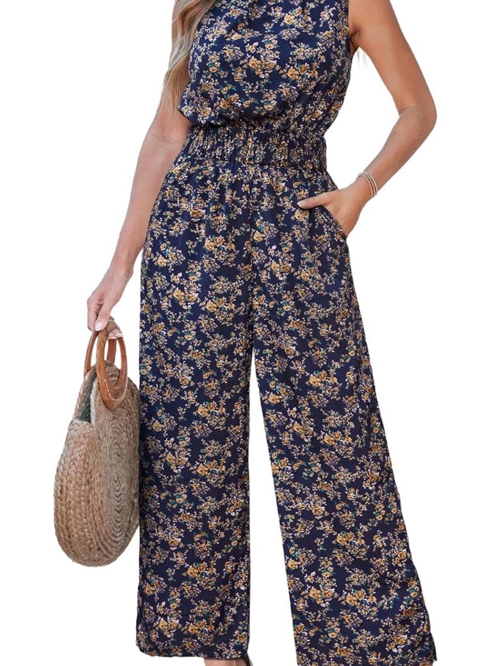 NWOT Floral Wide-Leg Jumpsuit